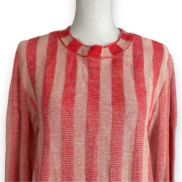 27 Miles Malibu Poppy Cotton Knit Crew Neck Sweater Faded Red Stripes Classic - Picture 5 of 9